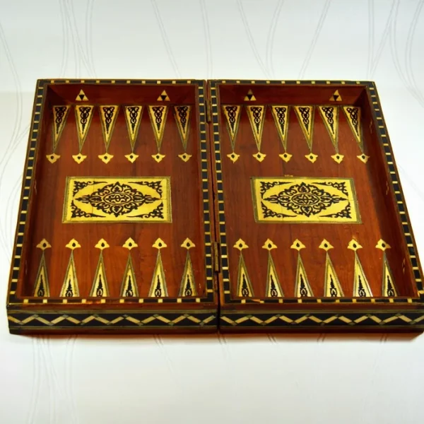 Backgammon antique ivoire et argent intérieur