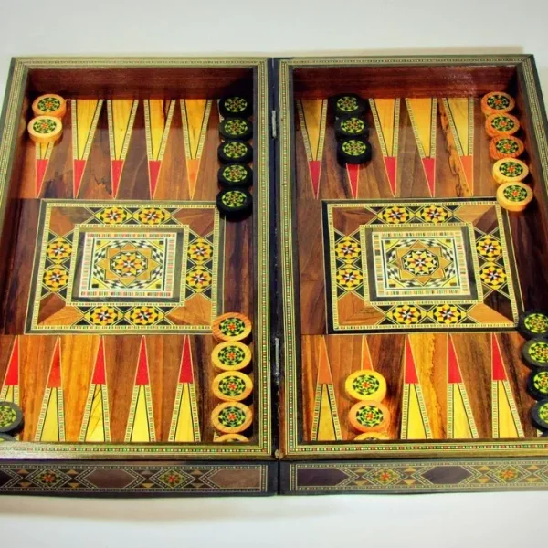 Jeux backgammon en bois intérieur - Noufara