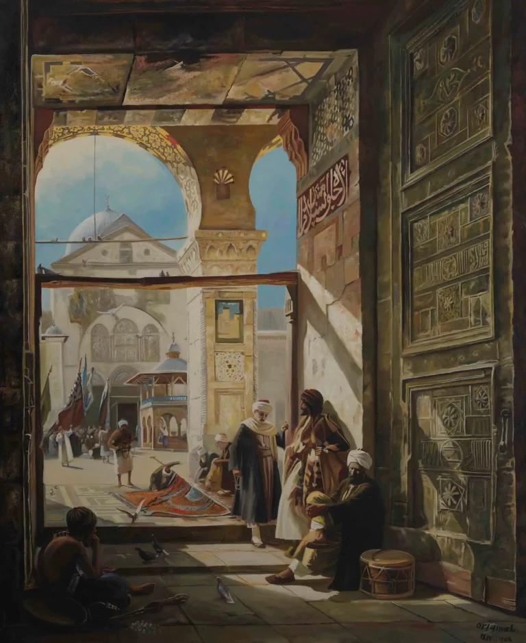 Reproduction Tableau Orientaliste - La porte de la Grande Mosquée des Omeyyades de Gustav Bauernfeind