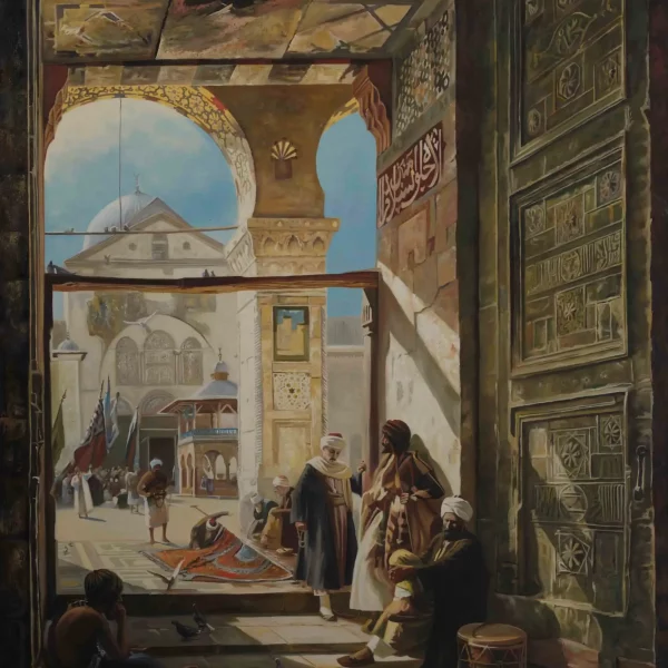 Reproduction Tableau Orientaliste - La porte de la Grande Mosquée des Omeyyades de Gustav Bauernfeind